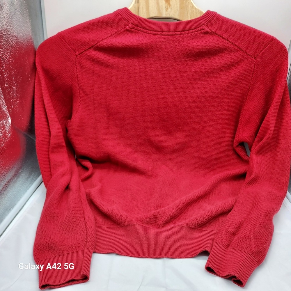 Cutter Buck Men M M Red Textured Knit Crew Neck Sweater Cotton - Picture 8 of 8